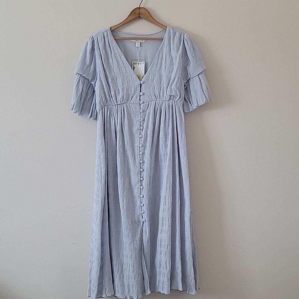 NWT‎ Chelsea & Violet Light Blue Grey Prairie Maxi Dress Size 8